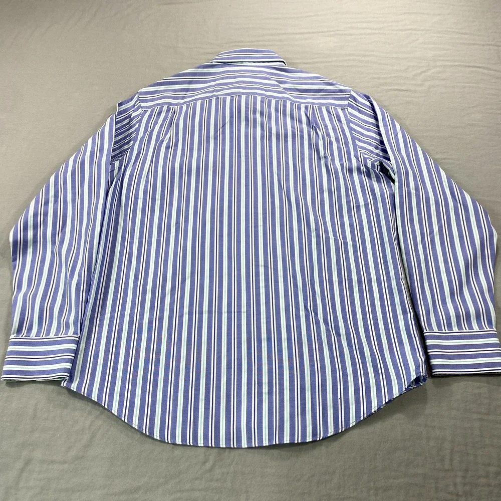 Banana‎ Republic Shirt Mens Large 16.5 34/35 Blue Striped Slim Button Up Dress